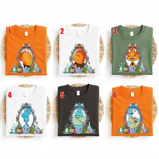 Elemental Characters Group Halloween Shirt, Disney Elemental Movie Shirt