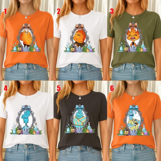 Discover Elemental Characters Group Halloween Shirt, Disney Elemental Movie Shirt