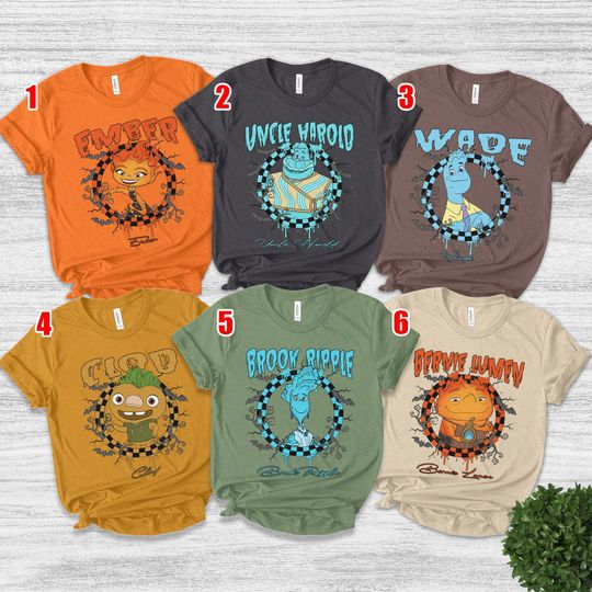 Discover Elemental Characters Group Halloween Shirt, Disney Elemental Movie Shirt