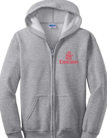 Discover Emirates Red Vintage Logo Full Zip Hoodie Hooded