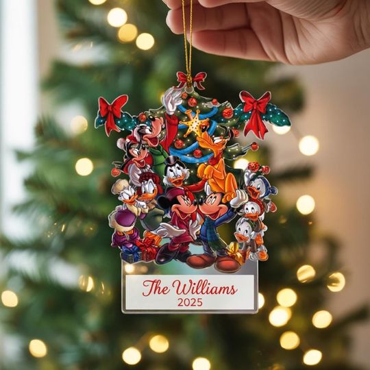 Discover Custom Disney Family Christmas Acrylic Ornament, Family Christmas Ornament, Snowman Ornament, Family Ornament, Mickey and Friends Ornament