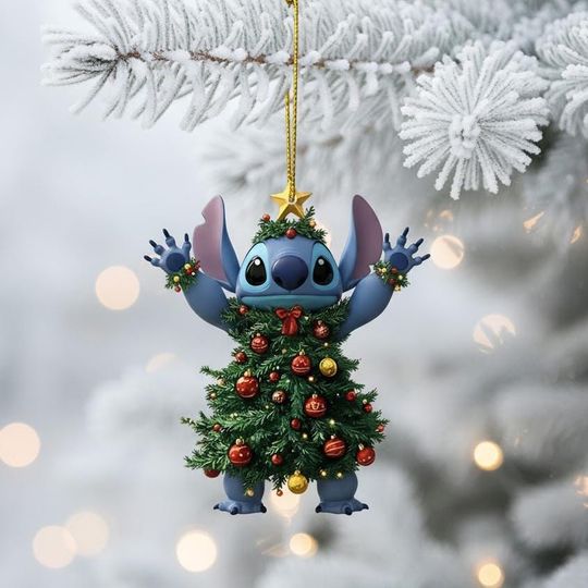 Discover Stitch Christmas Tree Acrylic Ornament, Disney Xmas Ornament, Christmas Ornament, Stitch Ornament, Stitch Ornament, Funny Stitch Ornament