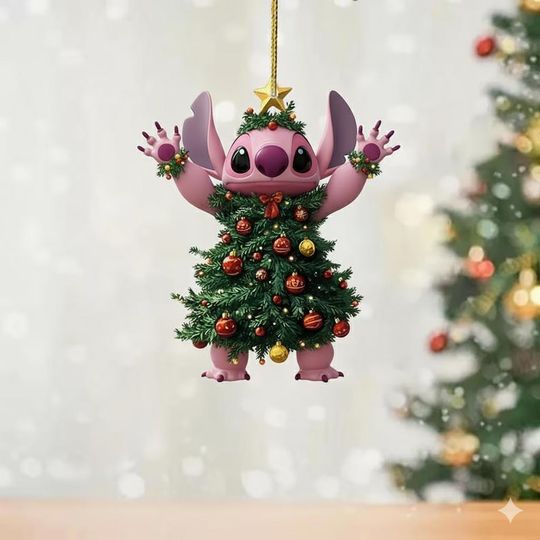 Discover Disney Angel Christmas Tree Acrylic Ornament, Disney Xmas Ornament, Christmas Ornament, Stitch Decor, Lilo & Stitch Ornament, Angel Ornament