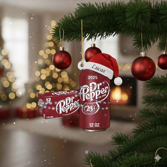 Custom Dr Pepper Inspired Acrylic Ornament, Dr Pepper Christmas Ornament, Soft Drink Christmas Ornament, Soda Ornament, Christmas Ornament
