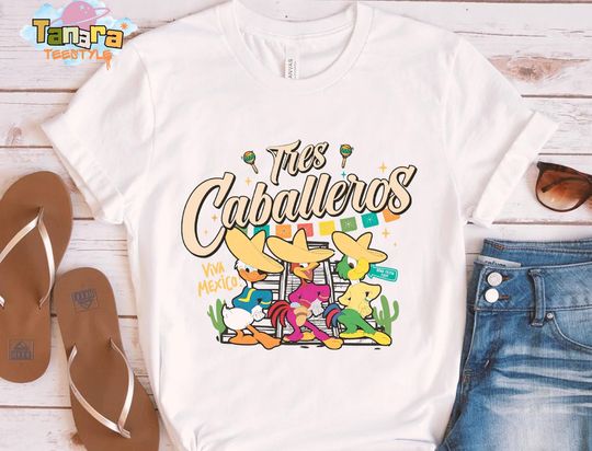 Discover Disney The Three Caballeros Mexico T-Shirt, Retro 40s Donald Jose Carioca Panchito Pistoles Shirt, Disneyland Vacation Gift