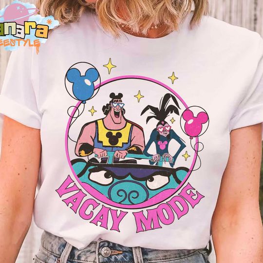 Discover Retro 90s Disney Villains Yzma and Krock Shirt, The Emperor's New Groove Tee, Mickey Balloon Vacation Mode, Disneyland Family Holiday