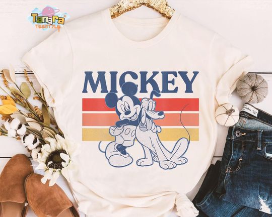 Discover Retro 90s Disney Mickey and Pluto T-Shirt, Mickey and Friends Shirt, Magic Kingdom Birthday Gift