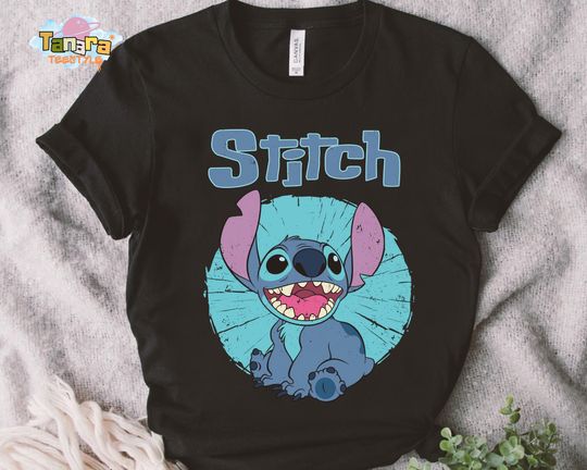 Discover Retro 90s Disney Stitch Distressed Circle T-Shirt, Magic Kingdom Vacation, Birthday Gift
