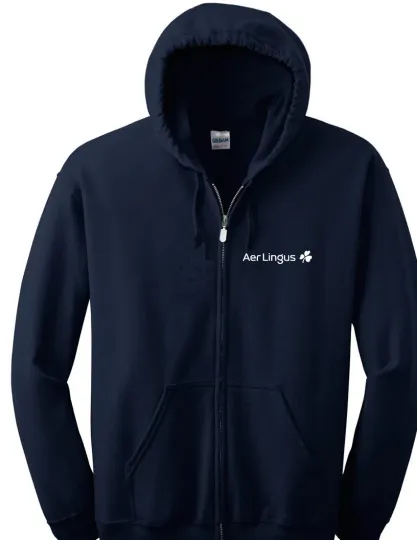 Discover Air Lingus Logo Full Zip Hoodie Irish Airline Pilot Hoodie Men's