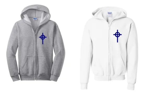 Celtic Cross Blue Logo Hoodie Zip Hooded