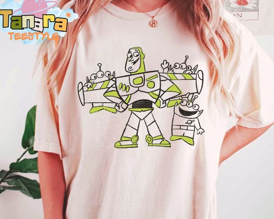 Discover Retro 90s Disney Pixar Toy Story Buzz Lightyear and Aliens T-Shirt, Magic Kingdom Disneyland Family Vacation Holiday Gift