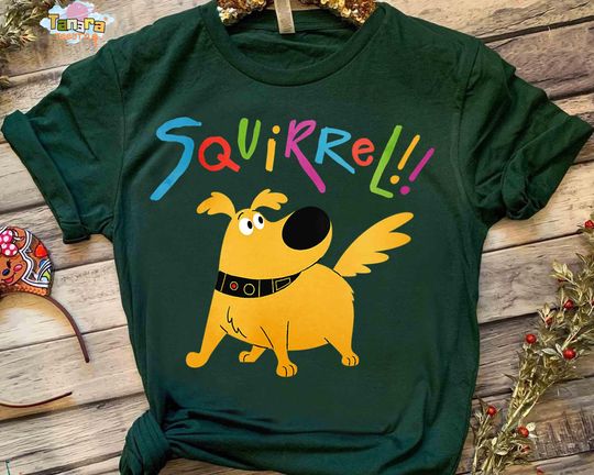 Discover Retro 90s Disney Pixar UP Dug Dog T-Shirt, Squirrel Pose Shirt, Movie Quote, WDW Magic Kingdom Disneyland Vacation Gift.
