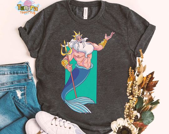 Discover Retro 90s Disney The Little Mermaid King Triton T-Shirt, Magic Kingdom WDW Trip Gift, Family Birthday Present