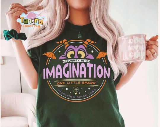 Discover Figment One Little Spark Floral T-Shirt, Disney Epcot Purple Dragon Tee, Journey Into Imagination Retro 90s Disneyland Gift