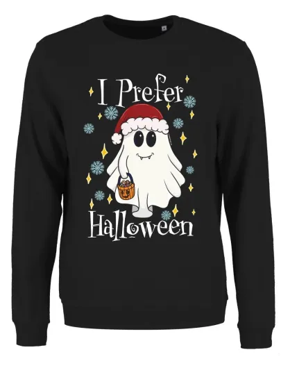 Discover I Prefer Halloween Ghost Ladies Black Christmas Jumper