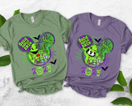 Discover Personalized Oogie Boogie Bash 2025 shirt, Mickey Stitch Oogie Boogie Man Disneyland Halloween Family costume outfit AXGW05