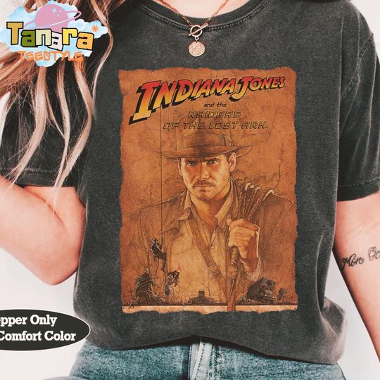 Discover Indiana Jones Raiders of the Lost Ark Tee, Disney Adventure Collection, WDW Magic Kingdom Souvenir, Classic Movie Poster Design, Family Gift