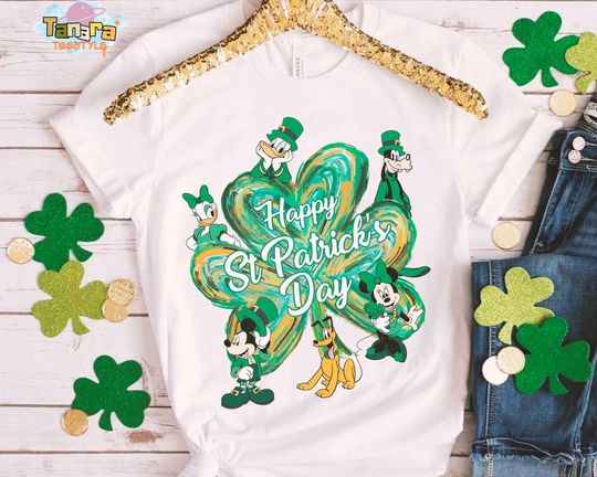 Discover Retro 90s Mickey And Minnie St Patrick's Day Tee, Crop Top, Disney Happy Saint Patrick Shirt, Disneyland Family Vacation Trip Gift