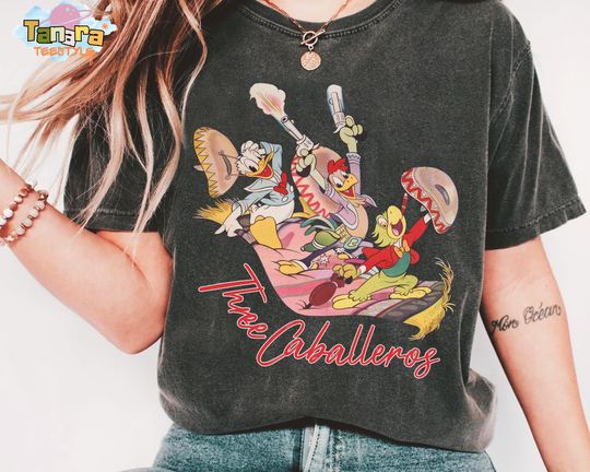 Discover Classic Disney The Three Caballeros T-Shirt, Donald Duck Jose Carioca Panchito Pistoles, Retro WDW Magic Kingdom Family Holiday Gift Tee