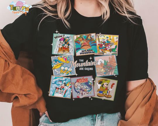 Discover Retro 90s Disney The Mountains Are Calling Tee, Crop Top, Mickey And Friends Thunder Mountain Design, Magic Kingdom Disneyland Vacation Gift