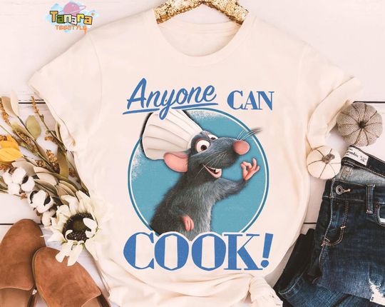 Discover Retro 90s Disney Pixar Ratatouille Tee, Crop Top, Cute Remy Little Chef Anyone Can Cook Design, Family Birthday Gift, Movie Shirt