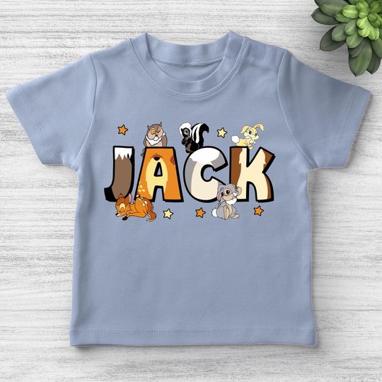 Discover Custom Name Bambi Characters Shirt, Custom Girl Tee, Custom Boy Shirt, Name Kids Shirt, Disneyland Family Matching Tee UM2A19
