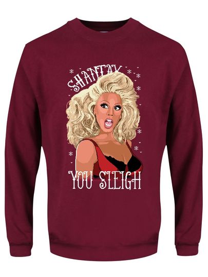 Discover Shantay You Sleigh Drag Queen Men's Burgundy Christmas Sweatshirt