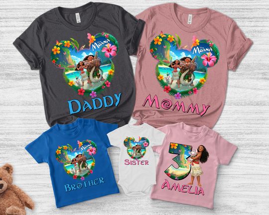 Discover Moana Princess Birthday Family Shirt, Disney Family Shirt, Mom Dad Disney Tee, Disneyland Trip Shirt, Maui Shirt, Moana 2 Movie SLXW08