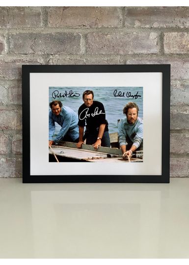 Discover Roy Scheider, Richard Dreyfuss & Robert Shaw Jaws Poster Photo Print with Reprint Autograph  Classic Movie Memorabilia