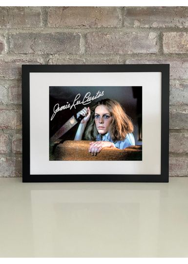 Jamie Lee Curtis Halloween Poster Photo Print with Reprint Autograph  Scream Queen Actress Horror Movie Memorabilia