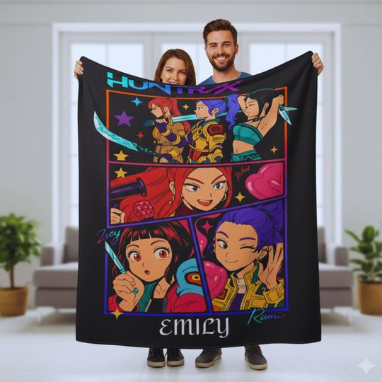 Discover Personalized Blanket With sajaboys Theme, Kpop Demon Huntrix Gift, ,saja boys, Gift for Huntrix fans, Gift for Huntrix fans,sherpa blanket