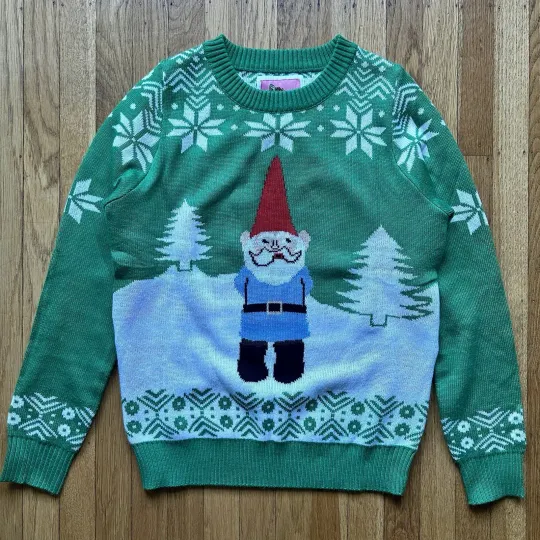 Discover Tipsy Elves Women's Size Medium Suspicious Gnome Ugly Christmas Sweater