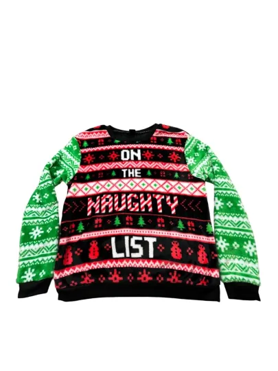 Discover Ugly Christmas Sweater Womens Small "On The Naughty List" Snowman Snowflakes