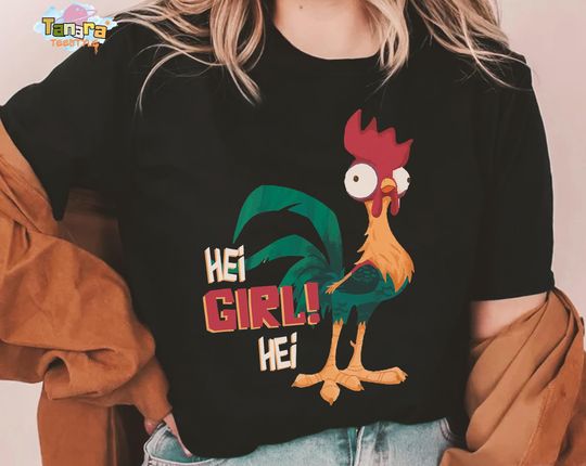 Discover Retro 90s Disney Moana Hei Hei Chicken Hei Girl T-Shirt, Funny Princess Tee, WDW Magic Kingdom Disneyland Holiday Gift