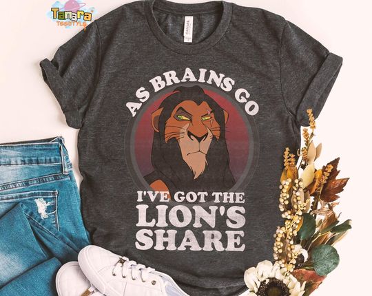 Discover Retro 90s Disney Lion King Scar T-Shirt, Villains Collection, The Lion's Share Of Brains Design, Perfect Disney Movie Gift