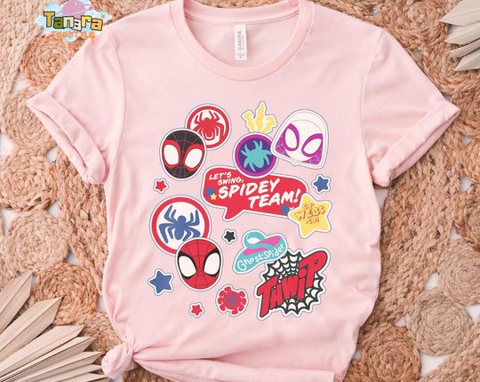 Discover Marvel Spidey and His Amazing Friends T-Shirt, Spidey Team Stickers Shirt, Magic Kingdom Family Birthday Gift, Adult Kid Toddler