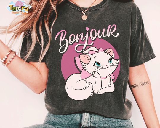Discover Disney The Aristocats Marie Bonjour T-Shirt, Retro 70s Vintage Shirt, Magic Kingdom Disneyland Trip, Family Birthday Gift