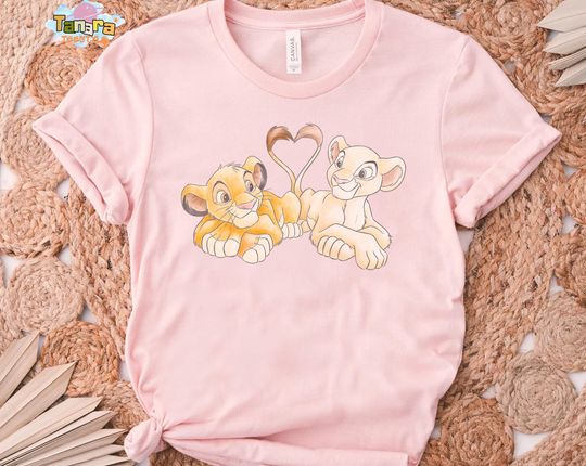 Discover Retro 90s Disney The Lion King Simba and Nala T-Shirt, Valentine's Day Matching Shirt, Magic Kingdom Shirt, Couple Gift Idea