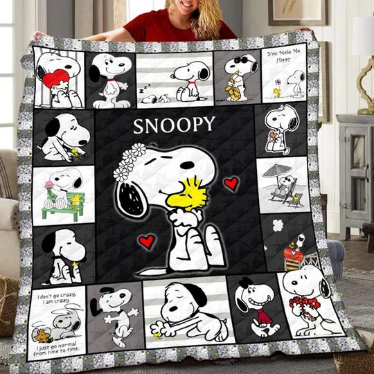 Discover Cute Peanuts Snoopy Christmas Quilt Blanket, Lover Snoopy Quilt Blanket, Snoopy Bedding Blanket, Bedding Decor, Home Decor Gift.