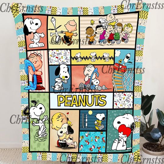 Discover Cute Family Peanuts All Season Quilt Blanket, Lover Snoopy Quilt Blanket, Snoopy Bedding Blanket, Bedding Decor, Home Decor Gift.