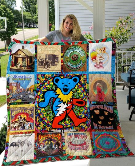 Discover Grateful Dead Vintage Quilt Blanket, Grateful Dead Cozy Quilt Blanket, Bedding blanket, Bedding Decor, Home Decor Gift
