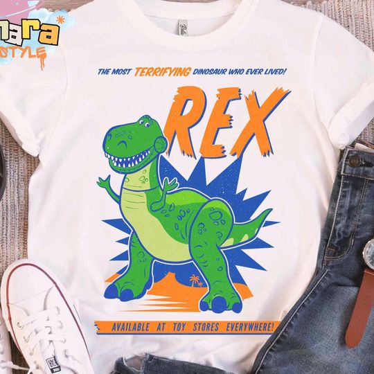 Discover Disney Pixar Toy Story Rex Dinosaur Shirt, Cute Dino Portrait T-Shirt, Buzz Lightyear Woody Tee, Disney Parks WDW Disneyland Family Gift