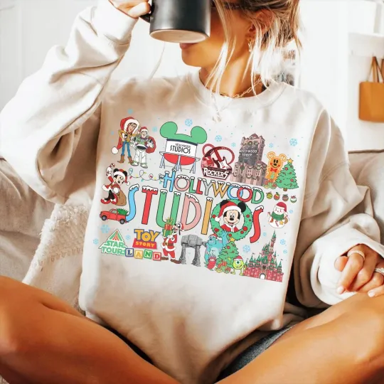 Discover Disney Hollywood Studios Christmas Mickey and Friends Unisex Sweatshirt