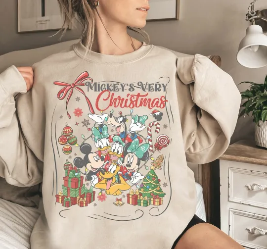Discover Disney Mickey & Friends Holiday Christmas Light Sweatshirt