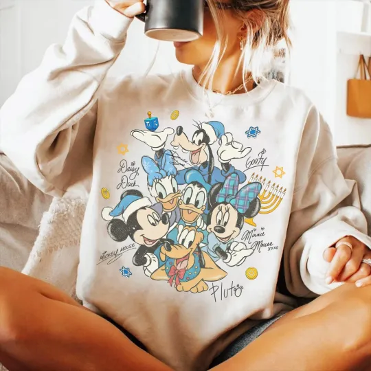 Discover Vintage Disney Mickey & Friends Christmas Hanukkah  Holiday Sweatshirt