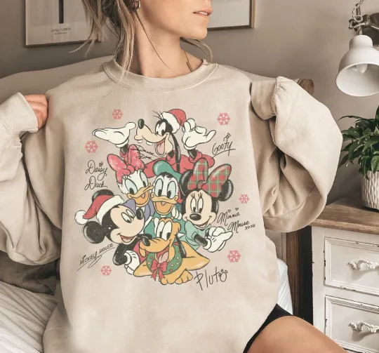 Discover Vintage Disney Mickey & Friends Christmas Signature Holiday Sweatshirt