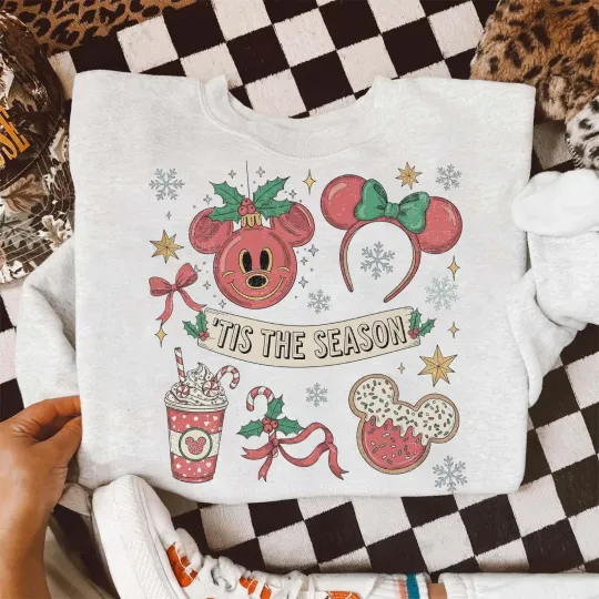 Discover Coquette Bow Tis The Season Disney Mickey and Minniee Bow Xmas Unisex Tee 661132