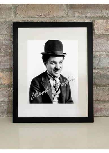 Discover Charlie Chaplin Classic Silent Film Poster Photo with Reprint Autograph