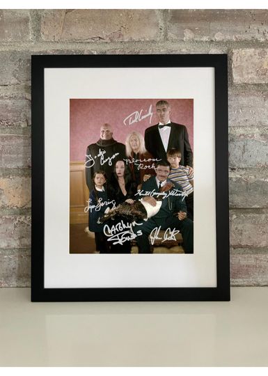 The Addams Family Cast Poster Photo  (Raul Julia, Anjelica Huston, Christina Ricci, Christopher Lloyd)  Autograph Reprint