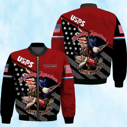 Discover Personalized Name Postal Worker 3D Bomber Jacket, United SPS Bomber Jacket, Postal Service Bomber Jacket, Gift For Men And Women.